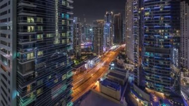 Dubai Marina ve JBR bölgesinin panoramik görüntüsü.
