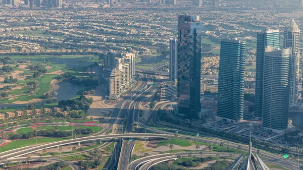 Jlt Dubai Marina Arasındaki Kavşakta Şeyh Zayed Yolu Nun Hava — Stok fotoğraf