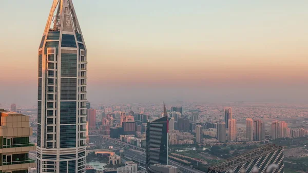 Вид Літака Дубай Показує Висоту Барші Площу Зеленого Району Timelapse — стокове фото