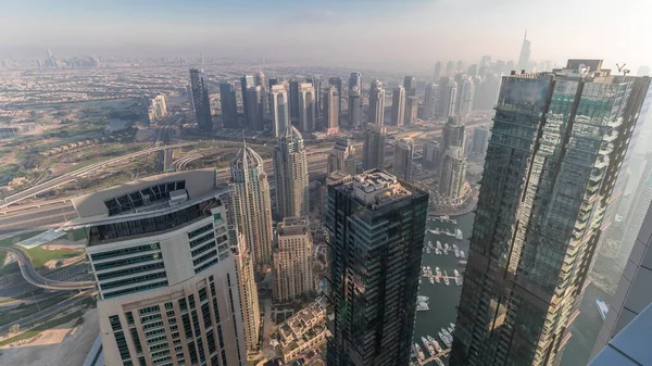 Panoráma Dubai Marina Jlt Felhőkarcolók Golfpálya Timelapse Dubai Egyesült Arab — Stock Fotó