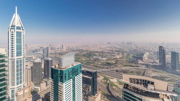 Letecké Panorama Golfovým Klubem Hotely Obytné Oblasti Daleko Poušti Dubaji — Stock fotografie