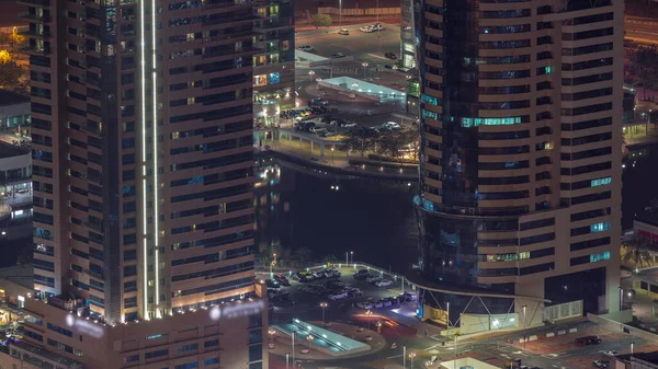 Parkeerplaats Voor Lichte Voertuigen Nacht Timelapse Dubai Luxe Woonwijk Vanuit — Stockfoto