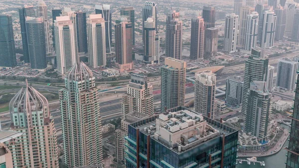 Jlt Dubai Marina Felhőkarcolók Sheikh Zayed Road Közelében Éjjel Nappal — Stock Fotó