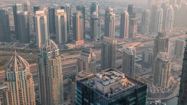 Rascacielos Jlt Puerto Deportivo Dubai Cerca Sheikh Zayed Road Timelapse — Foto de Stock