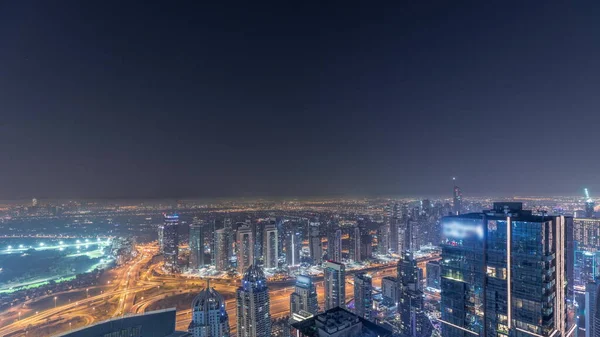 Panorama Dubai Marina Con Grattacieli Jlt Campo Golf Durante Tutta — Foto Stock