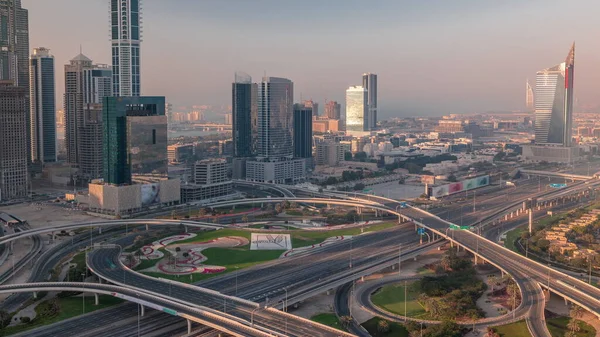Snelweg Kruispunt Kantoorgebouwen Dubai Internet City Media City Wijk Luchtfoto — Stockfoto
