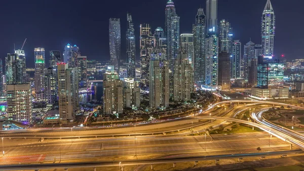 Gratte Ciel Dubai Marina Avec Les Bâtiments Résidentiels Les Hauts — Photo