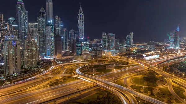Panorama Dubai Marina Con Medios Comunicación Ciudad Carretera Intersección Espagueti —  Fotos de Stock
