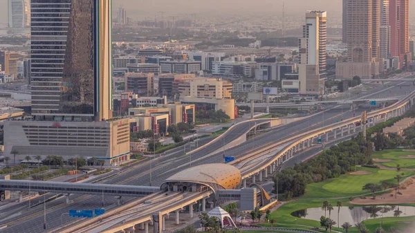 Légi Felvétel Sheikh Zayed Road Dubai Internet City Terület Timelapse — Stock Fotó