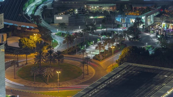 Вид Воздуха Кольцевую Дорогу Финансовом Районе Дубая Высоты Ночного Времени — стоковое фото