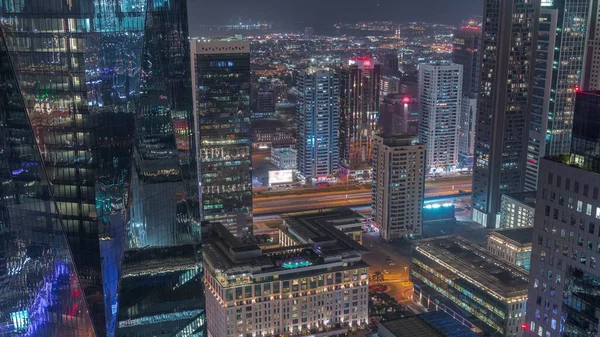 Arranha Céus Perto Sheikh Zayed Road Com Tráfego Difc Distrito — Fotografia de Stock