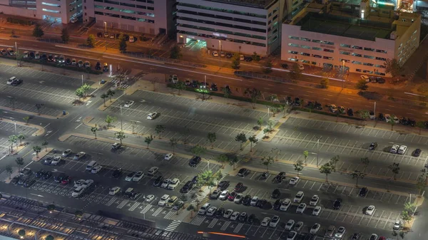 Gran Estacionamiento Cerca Del Centro Comercial Lleno Muchos Coches Noche —  Fotos de Stock