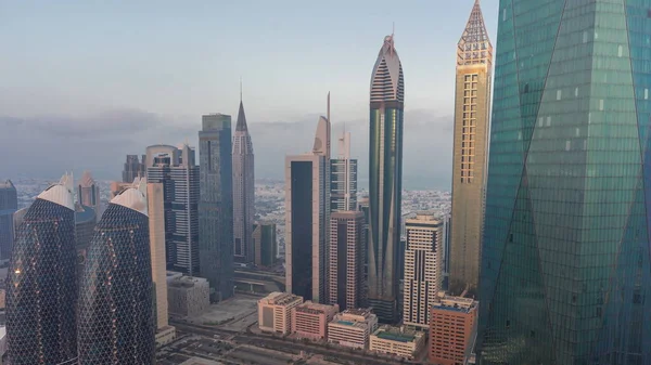 Centro Financeiro Cidade Dubai Com Arranha Céus Luxo Grande Parque — Fotografia de Stock