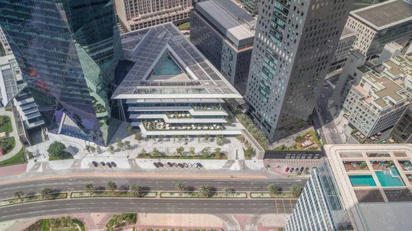 Ofis Kulesi Dubai Uluslararası Finans Merkezi Zaman Diliminde Yer Almaktadır — Stok fotoğraf