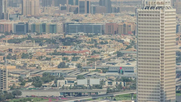 Повітряний Вид Хмарочосів Всесвітнім Торговим Центром Дубаї Вранці Бур Дубай — стокове фото