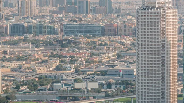 Повітряний Вид Хмарочосів Всесвітнім Торговим Центром Дубаї Увечері Бур Дубай — стокове фото