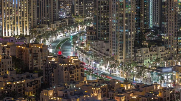 Kruising Verkeer Nacht Tijdspanne Mohammed Bin Rashid Boulevard Bochten Tussen — Stockfoto