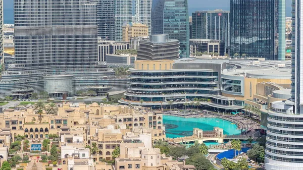 Aerial View Traditional Houses Old Town Island Timelapse Dubai Downtown — Stock Photo, Image