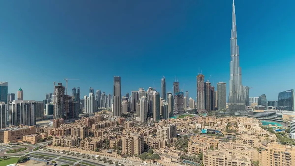 Dubaj Downtown Timelapse Během Celého Dne Nejvyšší Mrakodrap Další Věže — Stock fotografie