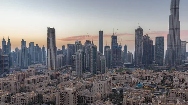 Vista Perto Para Torres Baía Negócios Dubai Horário Transição Dia — Fotografia de Stock