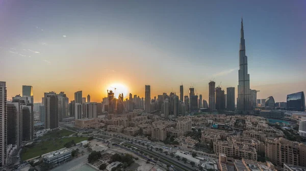 Dubai Downtown Timelapse Transición Día Noche Con Rascacielos Más Altos — Foto de Stock