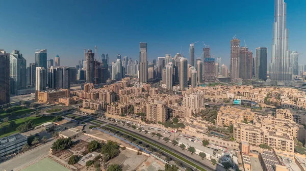 Dubai Downtown Timelapse Com Arranha Céus Mais Altos Outras Torres — Fotografia de Stock
