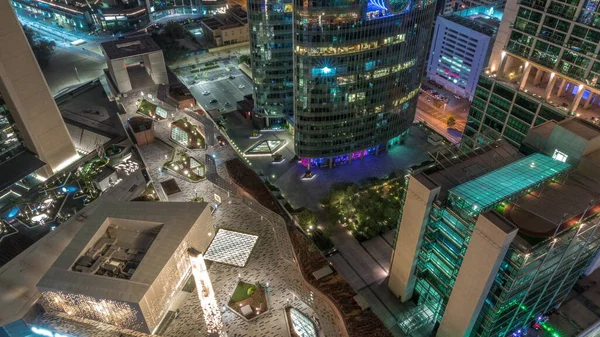 Promenad Grind Aveny Och Dubai Internationella Finansiella Centrum Skyskrapor Med — Stockfoto