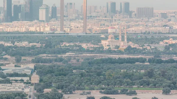Skyline Ciudad Dubai Con Rascacielos Modernos Mezquita Deira Distrito Zabeel —  Fotos de Stock