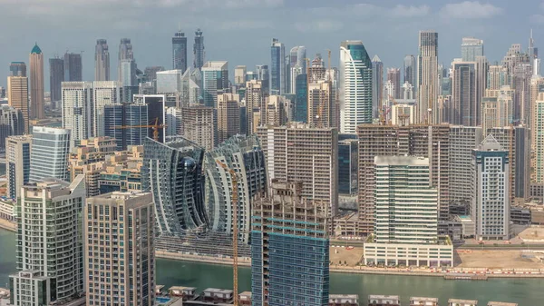 Skyline Avec Architecture Moderne Des Tours Baie Affaires Dubaï Timelapse — Photo