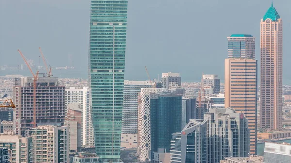 Skyline Med Modern Arkitektur Dubai Business Bay Kontor Torn Timelapse — Stockfoto