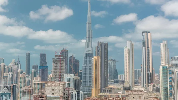 Skyline Panoramico Del Quartiere Del Centro Dubai Con Timelapse Business — Foto Stock