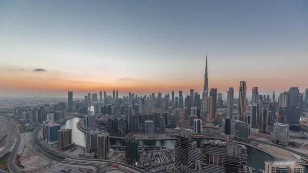 Панорамний Горизонт Сучасною Архітектурою Бізнес Затоки Дубай Веж Центру Міста — стокове фото