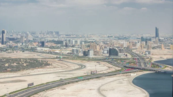 Панорама Міста Дубай Сучасними Хмарочосами Районі Дейра Крік Забел Також — стокове фото