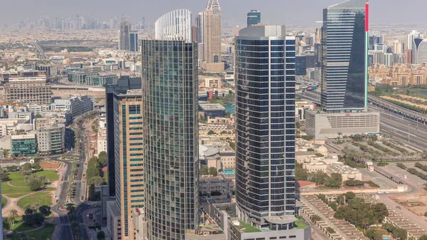 Medya Şehri Gökdelenlerinin Dubai Marinasının Arka Planındaki Barsha Tepelerinin Hava — Stok fotoğraf