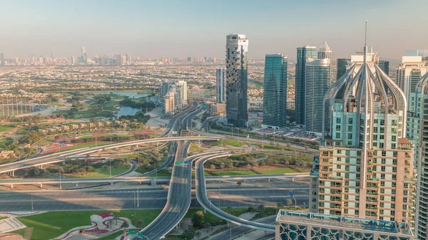 Enorme Cruce Carreteras Entre Distrito Jlt Dubai Marina Interseccionado Por — Foto de Stock