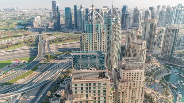 Dubajský Přístav Mrakodrapy Jlt Podél Vzdušného Času Sheikh Zayed Road — Stock fotografie