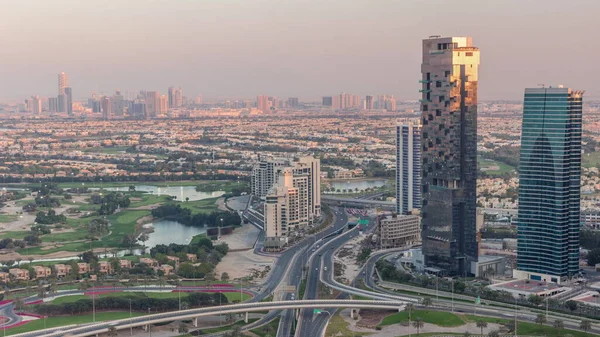 Enorme Junção Rodoviária Cruzada Entre Distrito Jlt Marina Dubai Cruzada — Fotografia de Stock