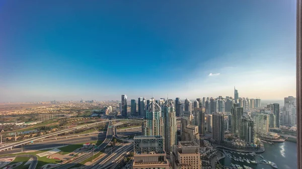 Dubai Marina Jlt Skyscrapers Sheikh Zayed Road Aerial Timelapse Evening — Stock Photo, Image