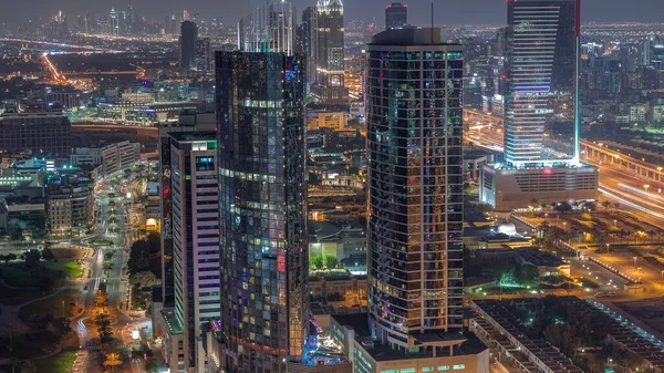 Повітряний Вид Місто Інтернет Район Міського Округу Нічний Час Дубай — стокове фото