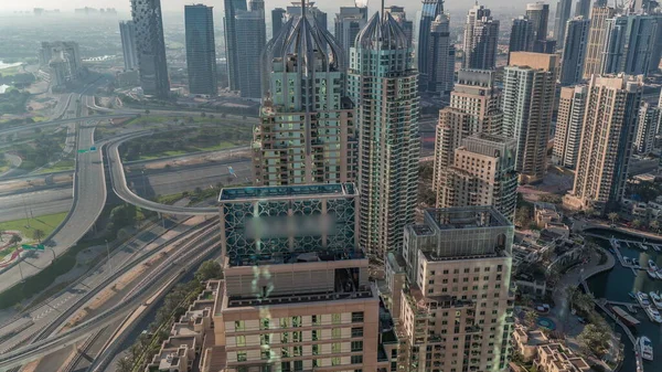 Dubajský Přístav Mrakodrapy Jlt Podél Vzdušného Času Sheikh Zayed Road — Stock fotografie