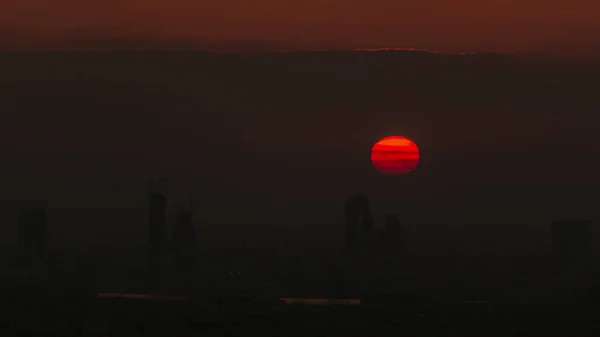 Восход Солнца Над Зеленью Аль Барша Высоты Района Воздушного Timelapse — стоковое фото