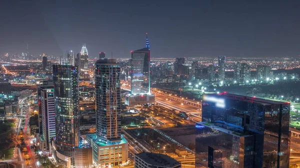 Aerial View Media City Barsha Heights District Area All Night — Stock Photo, Image