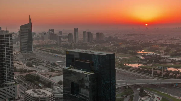 Sunrise Media City Barsha Heights District Aerial Timelapse Dubai Marina — Fotografia de Stock