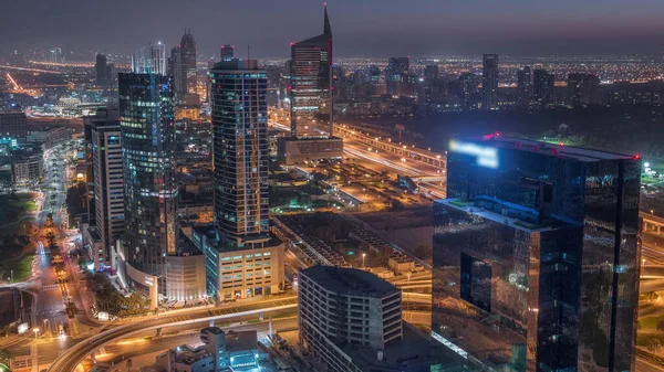 Vista Aérea Cidade Mídia Área Distrito Barsha Heights Noite Dia — Fotografia de Stock