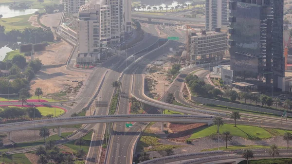 Huge Highway Crossroad Junction Jlt District Dubai Marina Intersected Sheikh — Stock Photo, Image