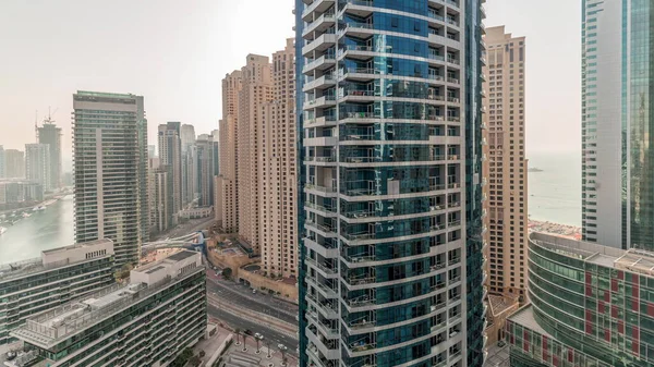 Panorama Ukazuje Přehled Panorama Jbr Dubai Marina Moderními Vysokými Mrakodrapy — Stock fotografie