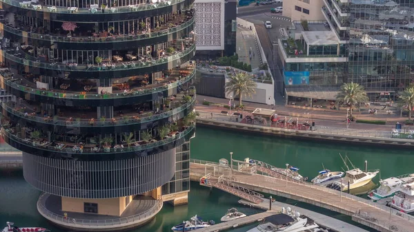 Dubai Marinası Rıhtımı Her Katta Farklı Restoranlar Var Nehir Iskelesi — Stok fotoğraf