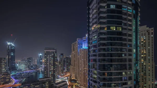 Overzicht Van Skyline Van Jbr Dubai Marina Met Moderne Wolkenkrabbers — Stockfoto