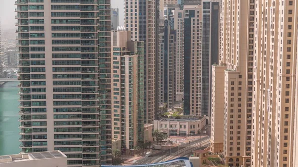 Przegląd Panoramy Jbr Dubai Marina Nowoczesnymi Drapaczami Chmur Nabrzeżu Apartamenty — Zdjęcie stockowe