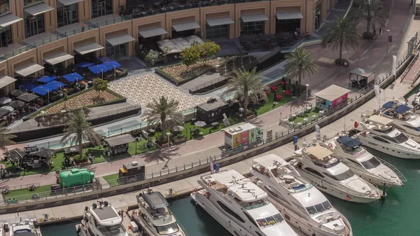 Dubai Marina Calçadão Beira Mar Longo Canal Aéreo Timelapse Bairro — Fotografia de Stock